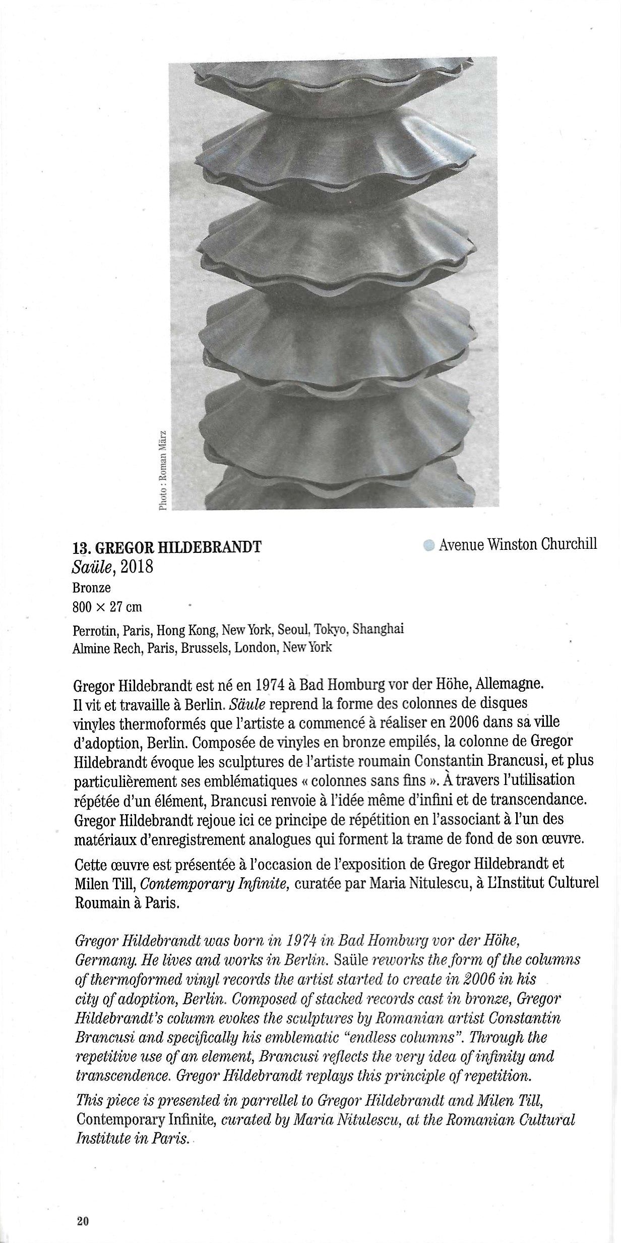 FIAC Projects catalogue, entry 13, Gregor Hildebrandt, Saule, 2018, photo by Roman März